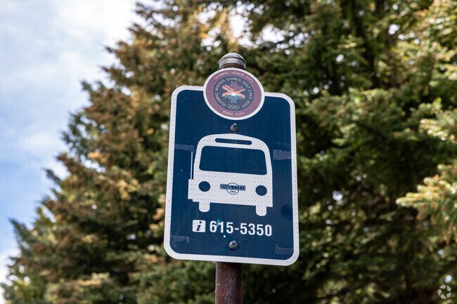 Bus stops near the Colony at White Pine Canyon still bear the logo of the 2002 Olympics.