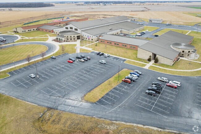 Lakota Middle School parking lots and front facade