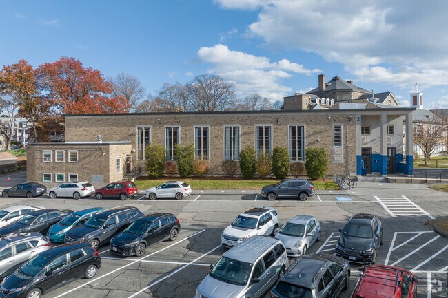 The gymnasium at the International School of Boston in West Somerville is on the left of campus.