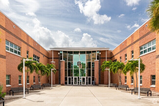 Golden Gate High School in Naples has a central main entrance to welcome students.