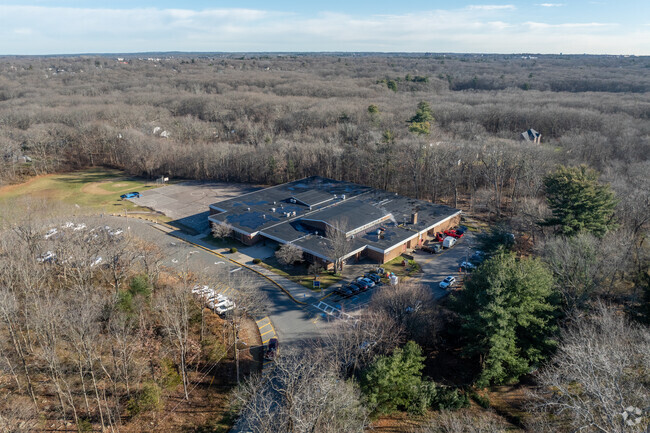 Morrison Elementary School in Braintree is surrounded by lush vegetation.