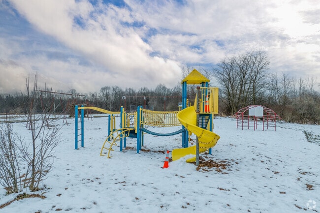 Kids at Spring Garden Waldorf School play on jungle gyms during recess.
