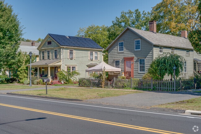 Durham's town center is filled with a variety of housing styles like Greek Revival style homes.