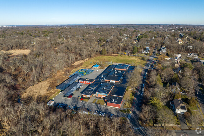 An aerial overview of the Bowman Elementary School in Lexington, MA.