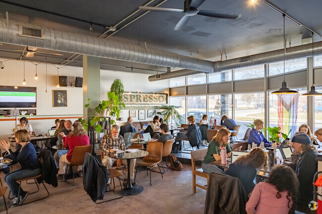 The Slow Train Cafe is a popular gathering spot for Oberlin students and locals.