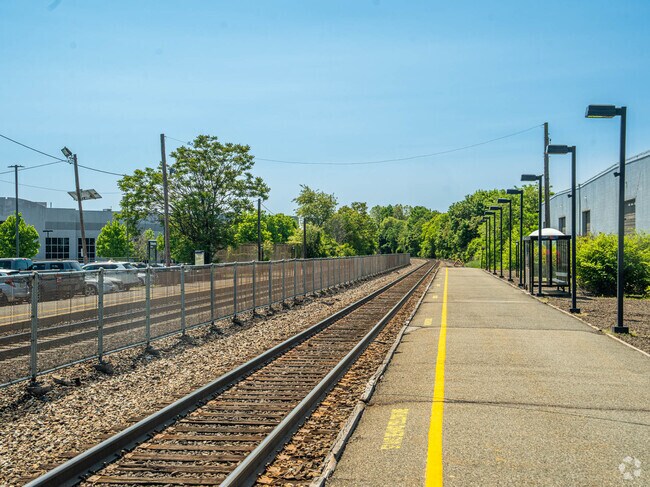The train station in Rosemawr provides service to Hoboken and other stations.
