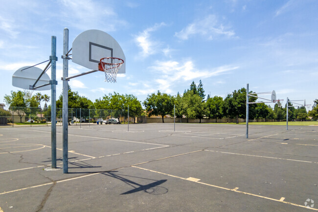 Students can play basketball at Copper Hills Elementary in Fresno.