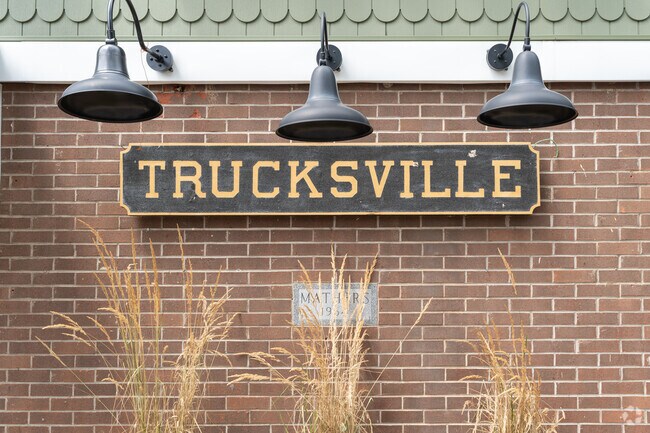 Trucksville signage on the wall of Perfect Pizza next to Toby Creek.