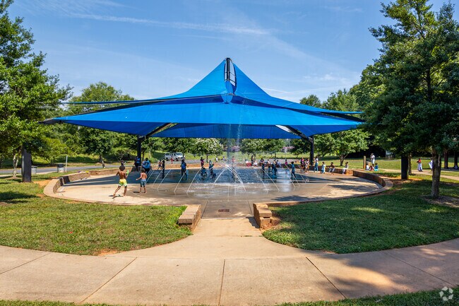 The water fountain at Nevin Park is a great draw for locals in the mineral Springs neighborhood.