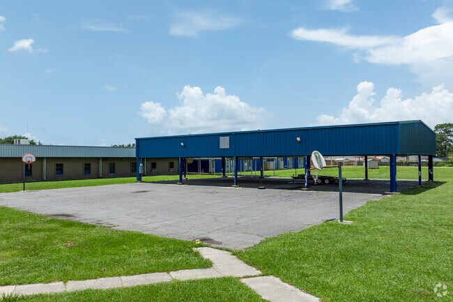 Students can play under the shaded pavilion at Estelle Elementary School.