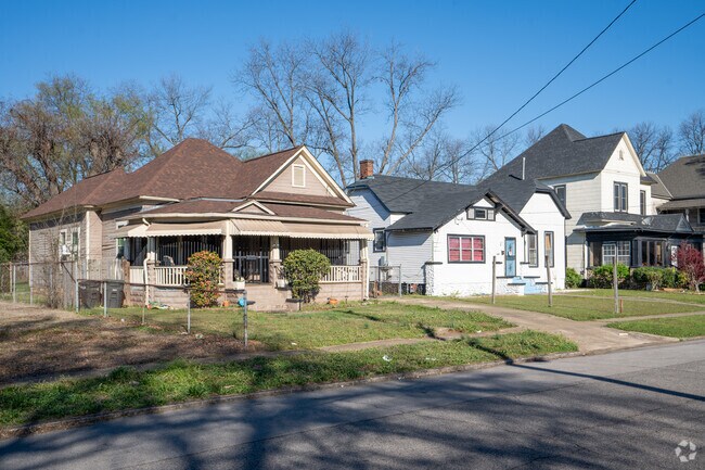 Craftsman and ranch-style homes line the residential streets