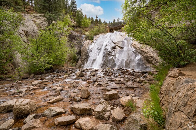 Enjoy the scenic views of the falls at North Cheyenne Cañon Park in Broadmoor.