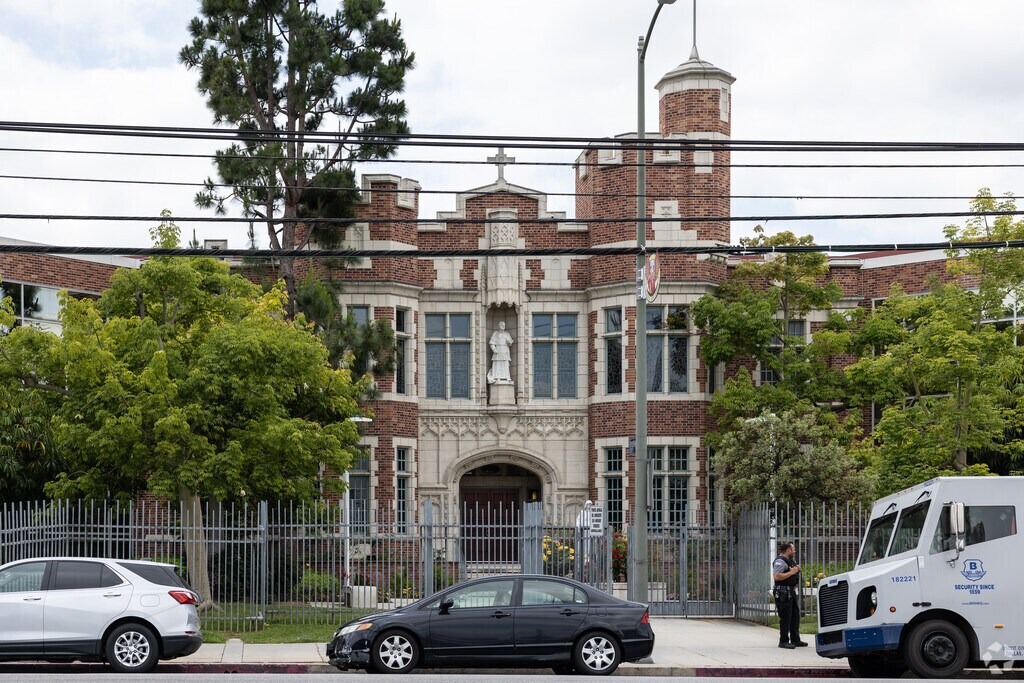 Bishop Conaty - Our Lady Of Loretto High School has a gated entrance in Harvard Heights.