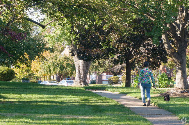 Residents enjoy walking their dogs in the early evening in Hunting Ridge.