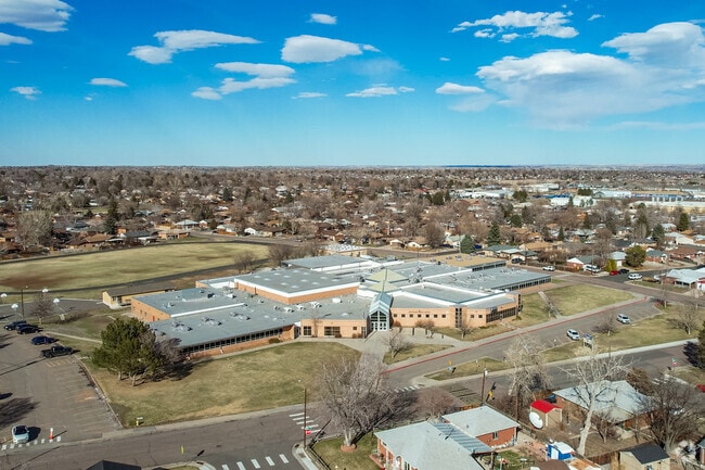 A view of the homes and parks around Northglenn Middle School in Colorado.