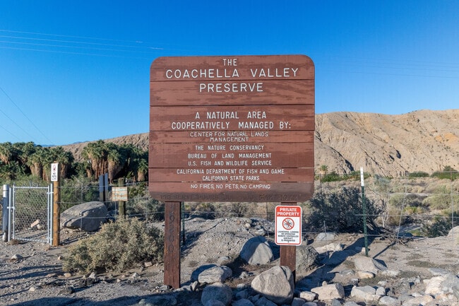 The Coachella Valley Preserve, located near Palm Springs, is a protected desert ecosystem.