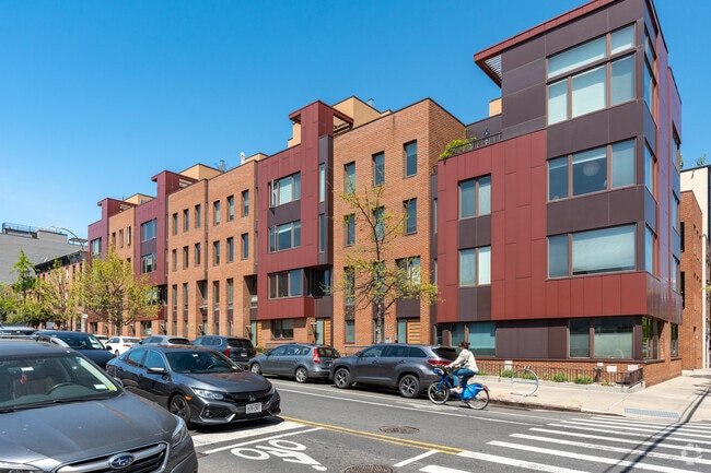 Sleek and stylish apartment buildings rise up on 3rd Street in Gowanus.