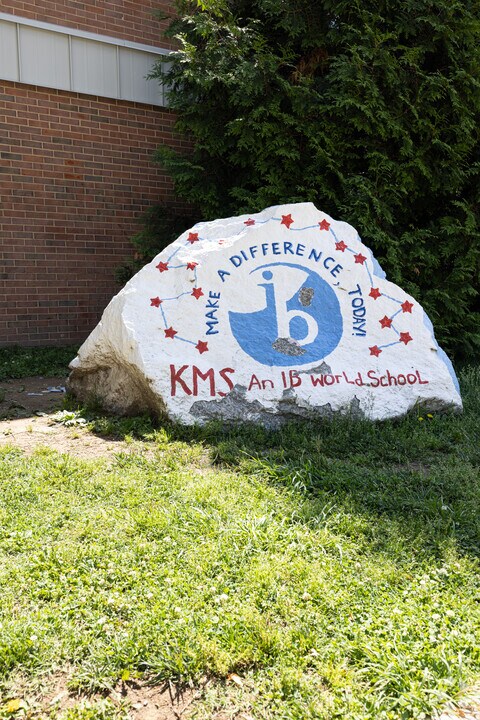 Key Middle School shows off its school pride with a mural on a large rock.