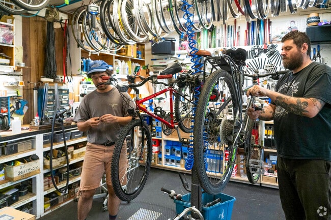 Sadie’s Bikes in Turners Falls is a local shop offering bike sales, repairs, and community rides.