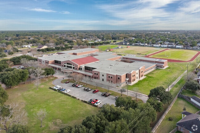Discover the sprawling campus as Goodson Middle School unfolds from an elevated perspective.