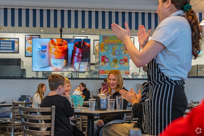 Entire restaurant sing two boys a happy birthday song at Leatherby's Creamer in Lincoln.