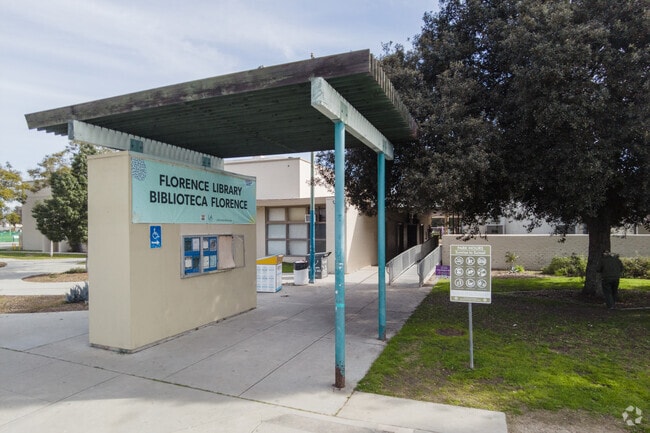 The library in Florence-Graham has a variety of books to choose from.