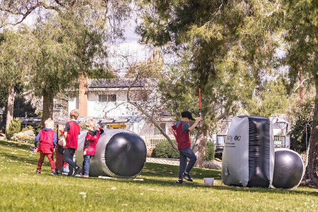 Rolling Hills Park in Fullerton offers lots of green grass for play.