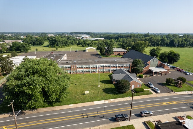Alternate aerial view of St. Anselm Elementary School in the Parkwood neighborhood.