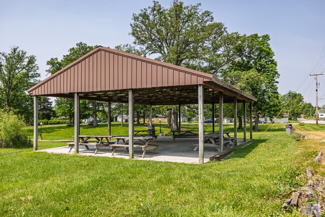 A large pavilion offers covered gathering for Eaton residents at Norsemen Park.