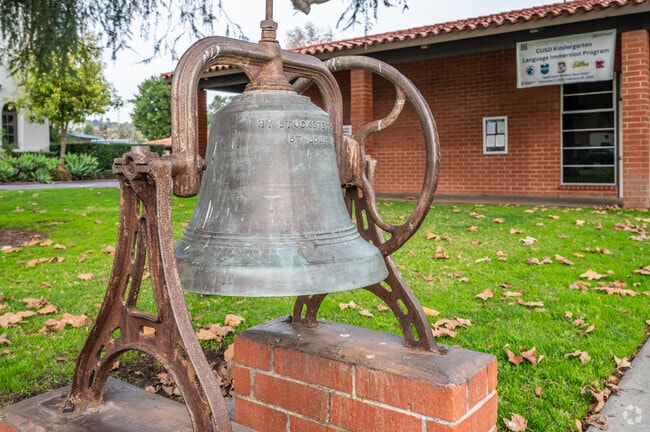 San Juan Elementary School has a bell that sits in front of the school.