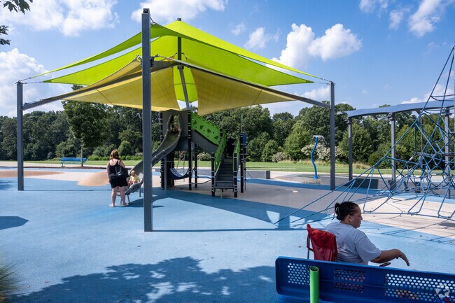 Kids love the splash pad and playground at Mebane Community Park.