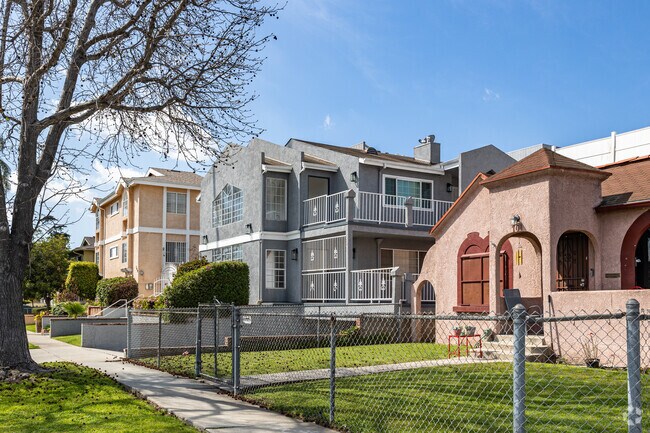 Inglewood has apartments buildings mixed in with single family homes on one street.
