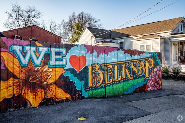 A vibrant mural reflects the character of the Belknap neighborhood.