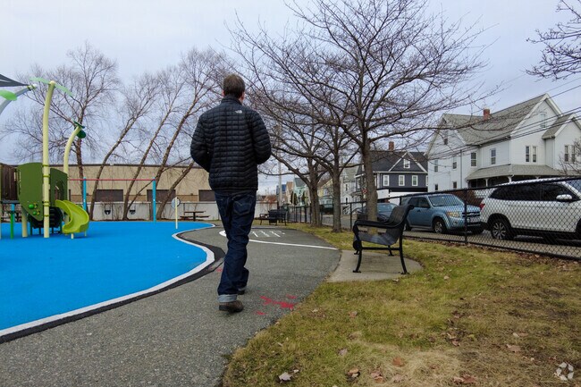 MacArthur Playground has several paved paths throughout for an afternoon walk.