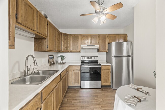 Kitchen with stainless steel appliances