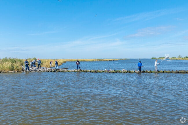 Jetties and piers in Chauvin are the perfect place for a day of recreational fishing.
