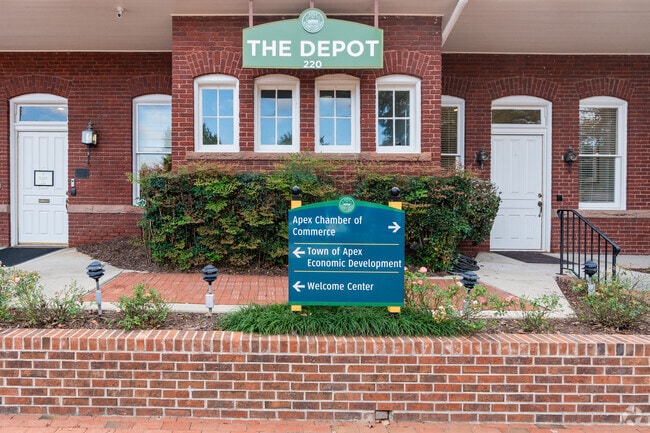 Apex Chamber of Commerce and Town Hall sit in downtown Apex.