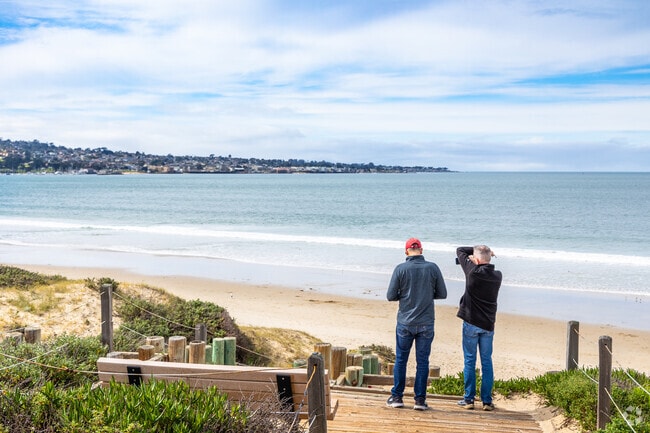 Del Monte Beach is tucked away from the main streets and located on the back side of a coastal housing community.