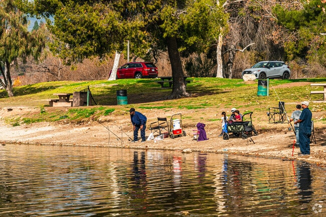Fishing and boating are popular at nearby Frank G Bonelli Regional Park.