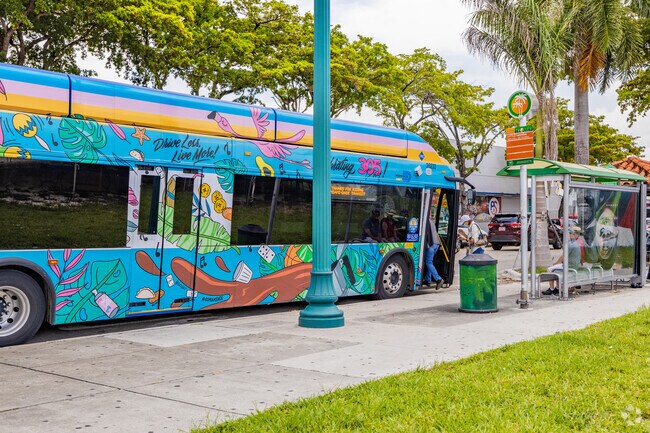 Travel by bus is a quick way to get around in Little Havana in Miami, Florida.