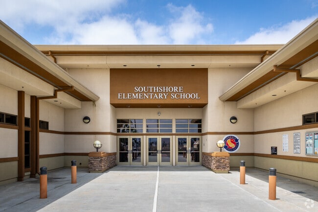 Blue skies break through the clouds at Southshore Elementary School in Menifee.