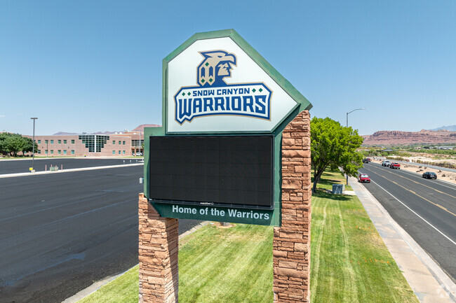 The Warrior mascot represents Snow Canyon High School.