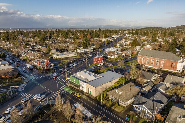 Pan of Sandy Blvd and some parts of town in Rose City Park, Portland Oregon.