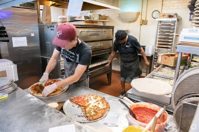 Slices of superb pizza are made at Ingleside Village Pizza by the Vineville Historic District.