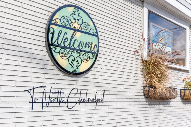 Whimsical signs welcome visitors to North Chelmsford.