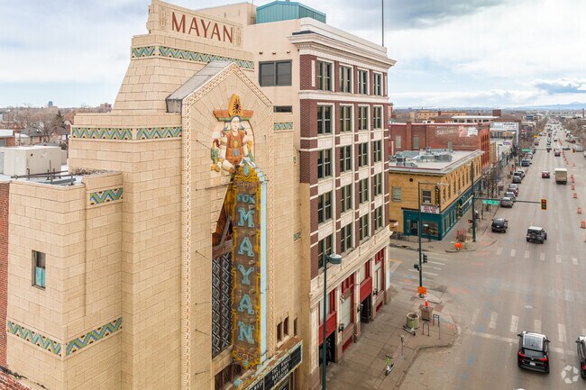 Speer’s western border meets South Broadway at the historic Mayan Theatre.