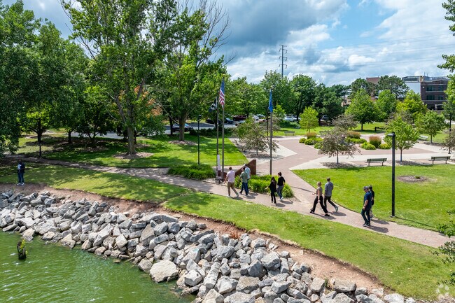 Leicht Memorial Park has walking paths where residents can stroll for a lunchtime break.