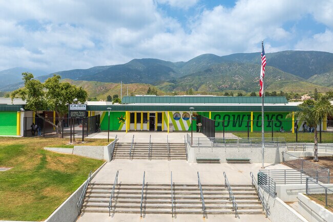 Near Hudson Park is Cajon High School which proudly displays its signage, welcoming students.