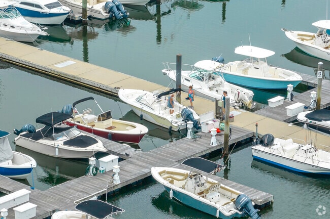 Boaters unload their boat in the Marina Bay harbor.