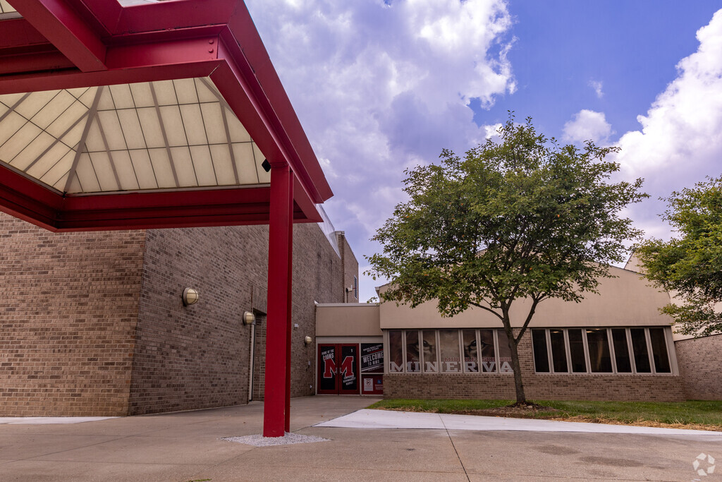 Minerva Middle School front entrance in Outlying Stark County.